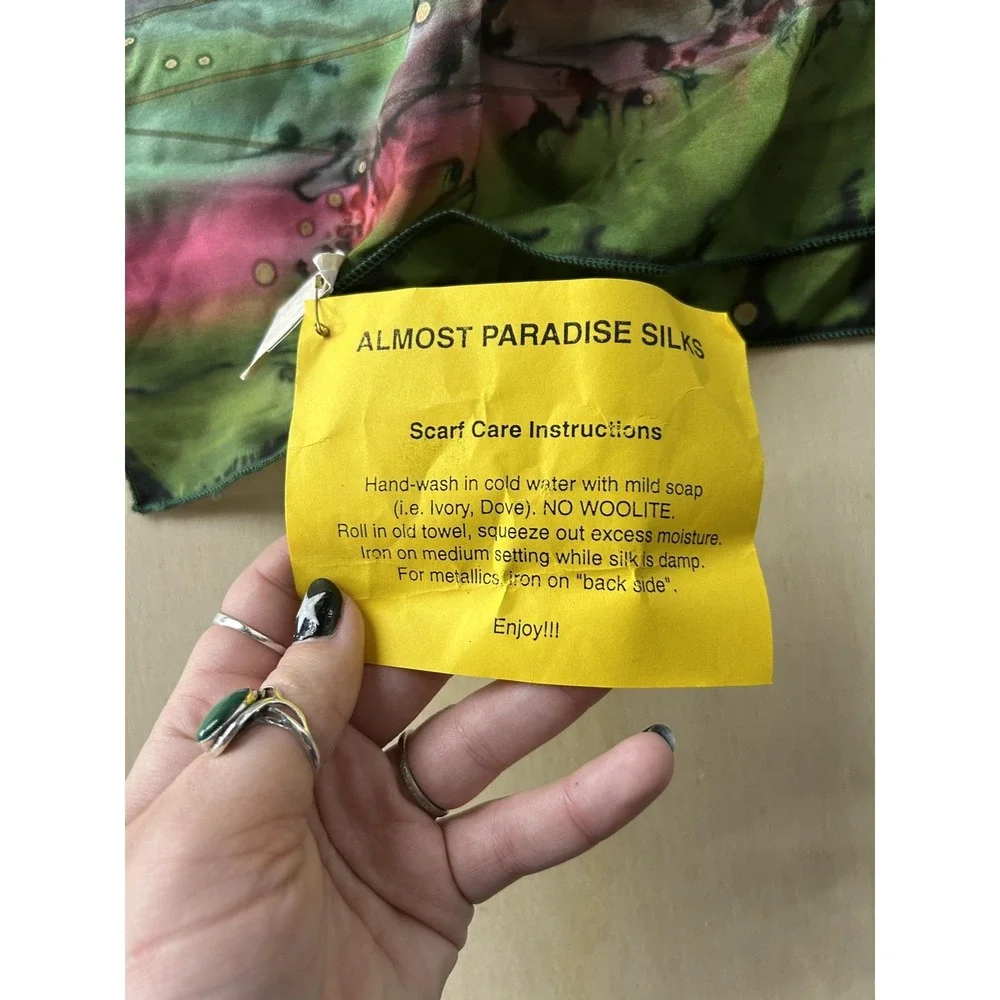 Almost Paradise Silks Scarf Womens One Size Multicolor Hand Painted Silk‎ Batik